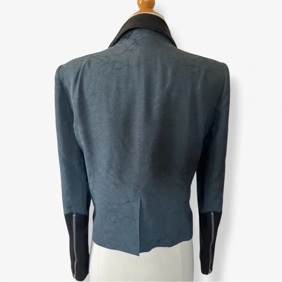 795$ HELMUT LANG Perma COMB DUSTY Sapphire JACQUARD Jacket GOAT LEATHER - Picture 7 of 16